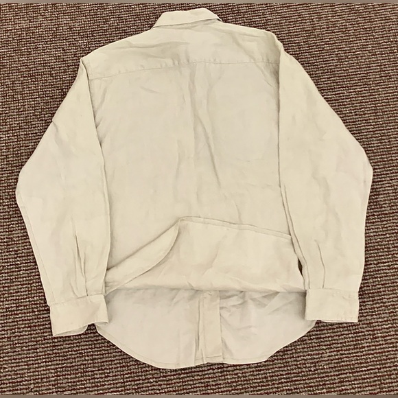 Women's Small Petite Natural Linen Lauren Ralph Lauren Vtg Button Down Shirt - Picture 7 of 12